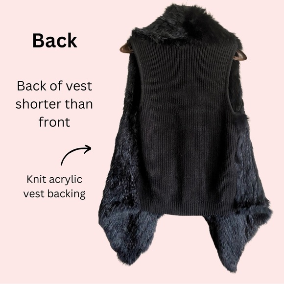 CATHERINE MALANDRINO sz.S draped rabbit fur black high-low vest like new - Picture 5 of 11